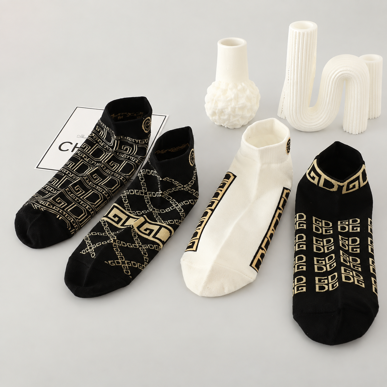 Pack of 10 Vintage Checker Print Athletic Socks for Men