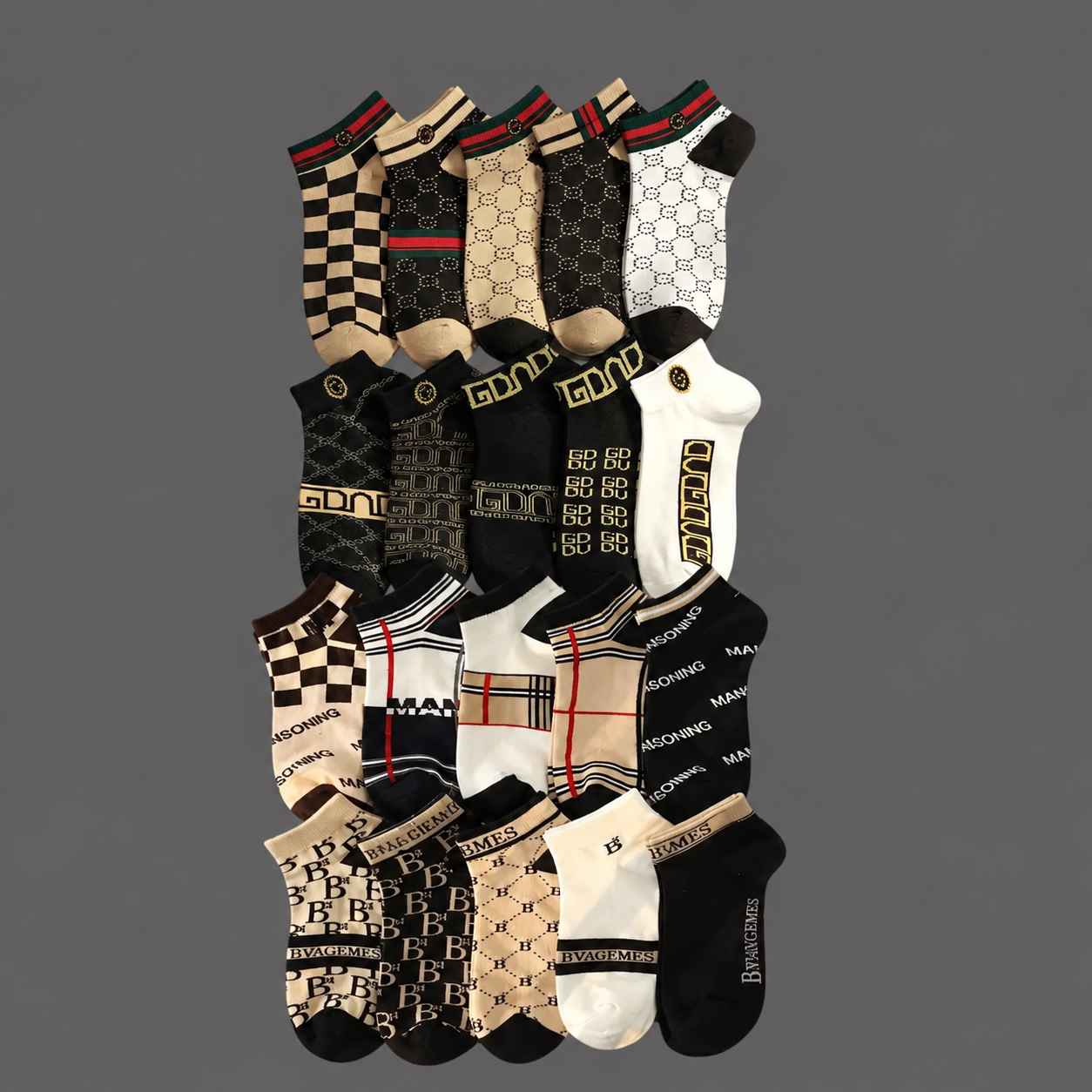 Pack of 10 Vintage Checker Print Athletic Socks for Men