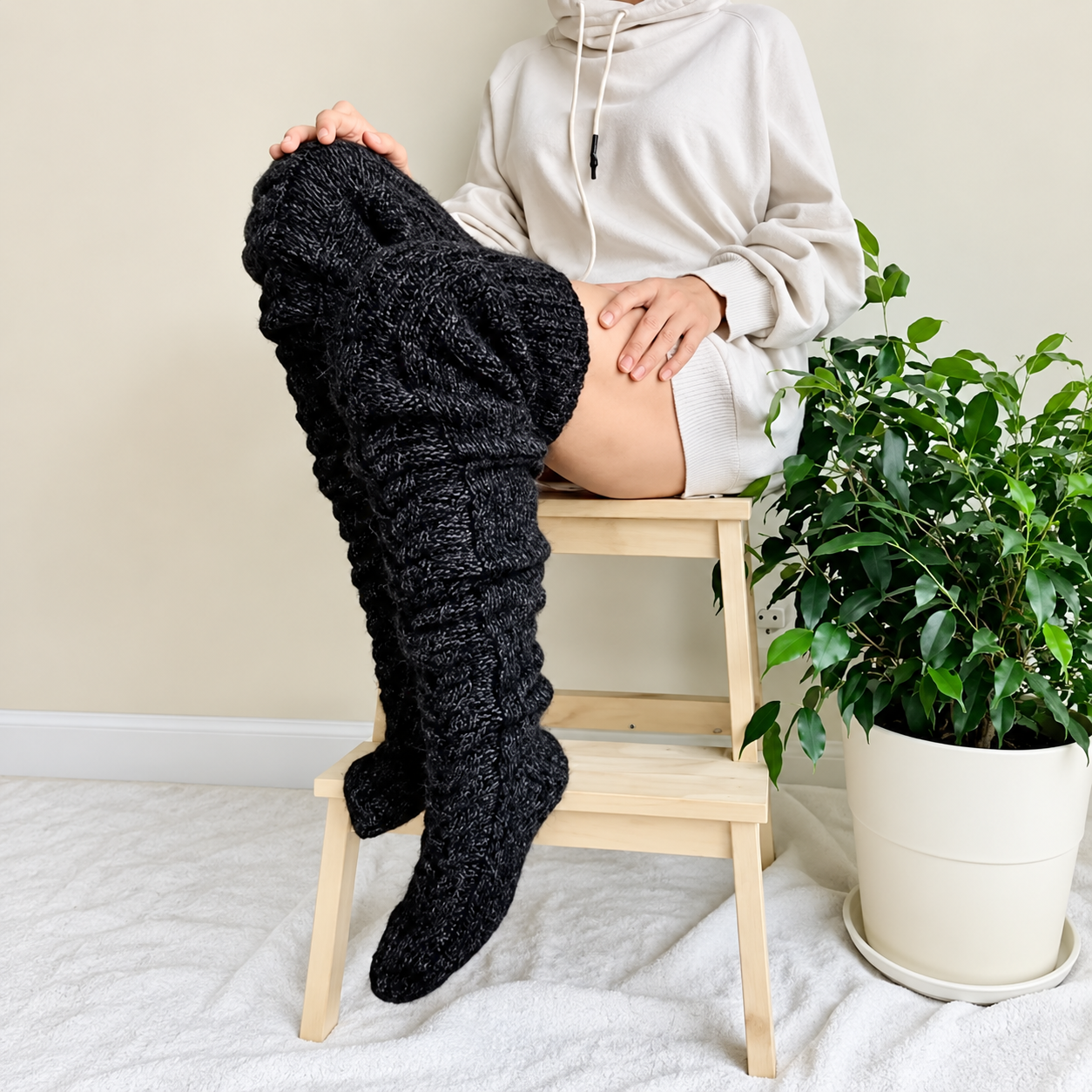 Knitted Long Winter Fitted Casual Socks For Women