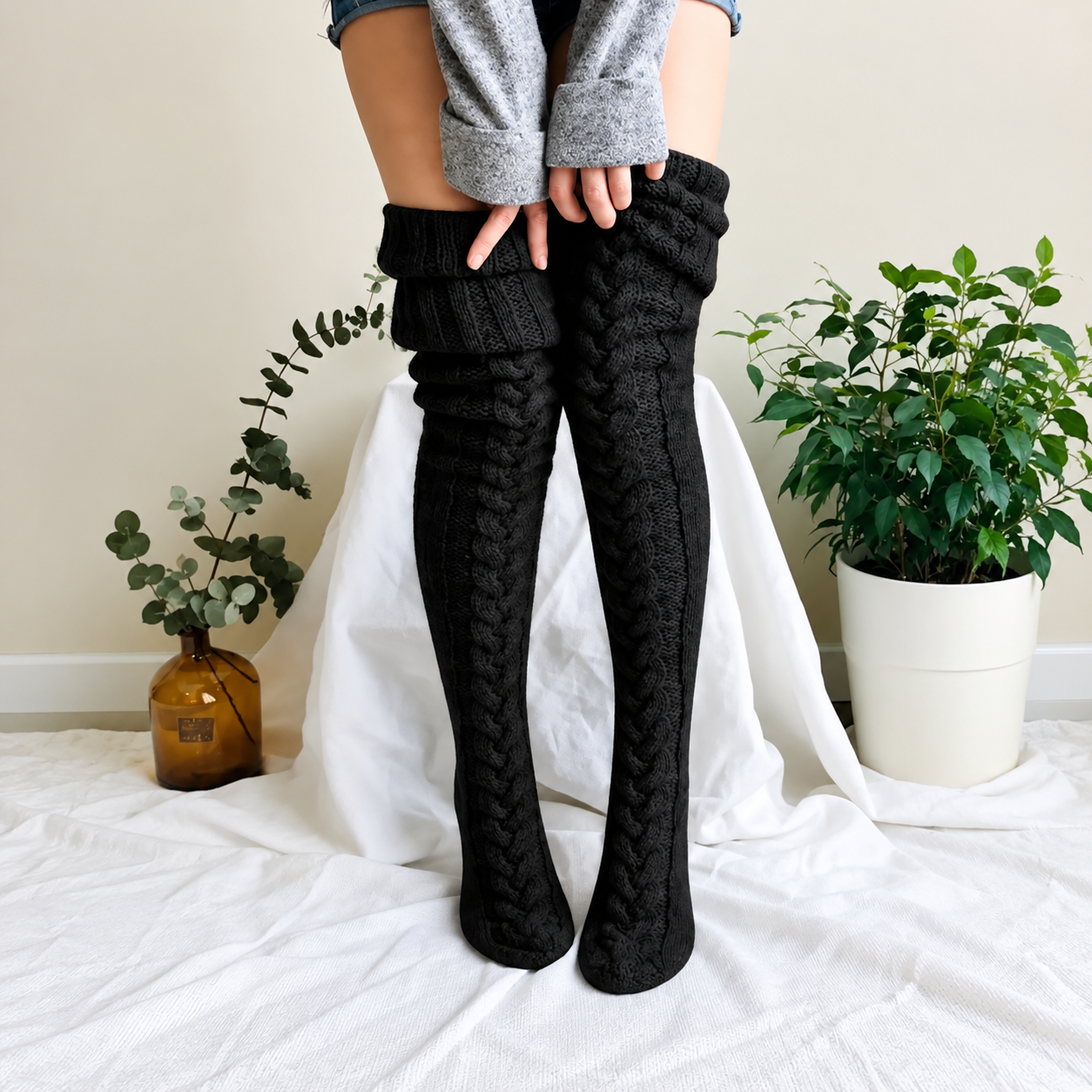 Knitted Long Winter Fitted Casual Socks For Women