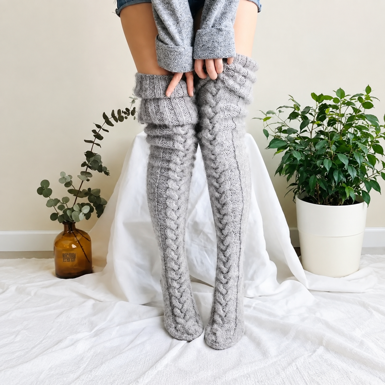Knitted Long Winter Fitted Casual Socks For Women