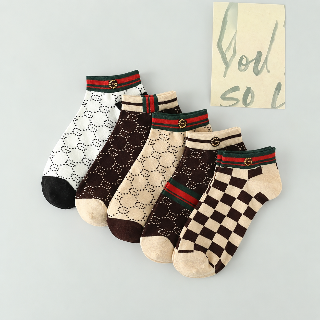 Pack of 10 Vintage Checker Print Athletic Socks for Men