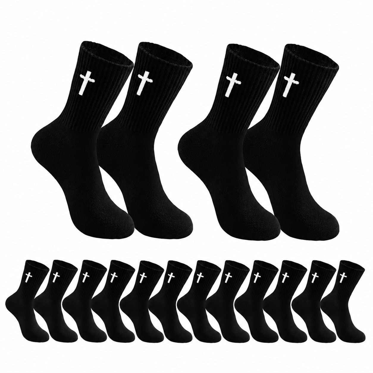 Cross and Bow Graphic Casual Socks with Inspirational Design for Men