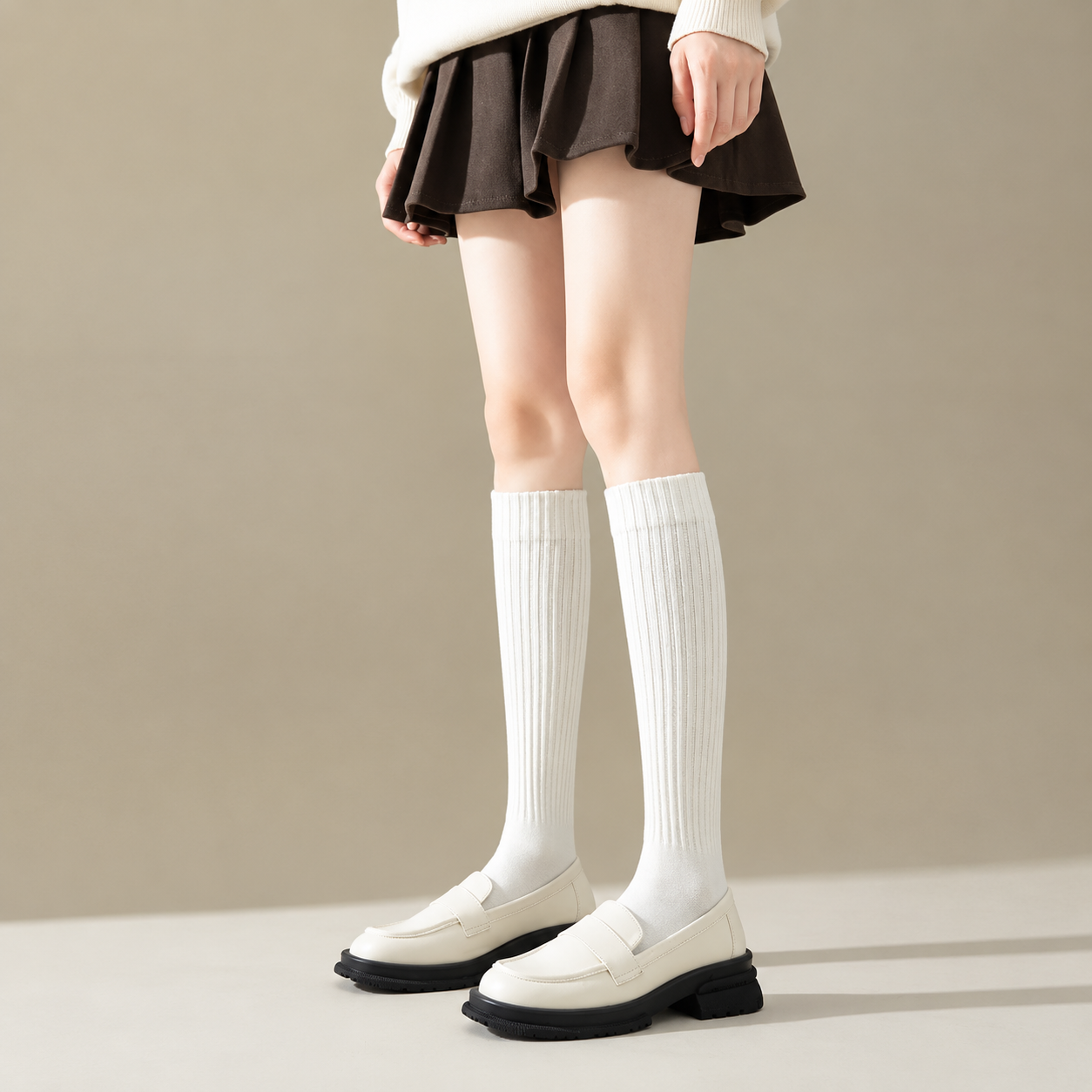 Thick Striped Winter Socks with Slim Stretch Fit for Women