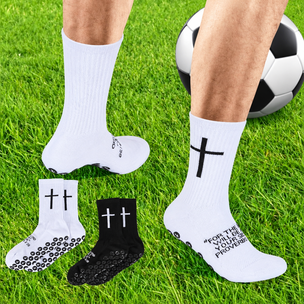 Cross and Bow Graphic Casual Socks with Inspirational Design for Men