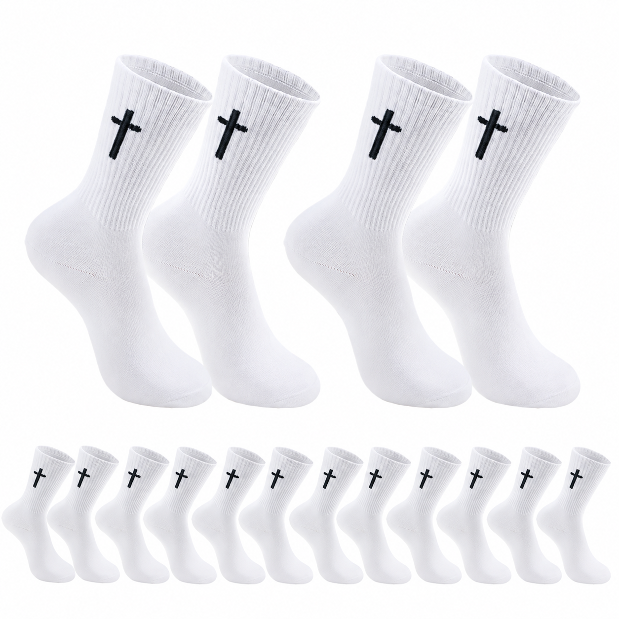 Cross and Bow Graphic Casual Socks with Inspirational Design for Men