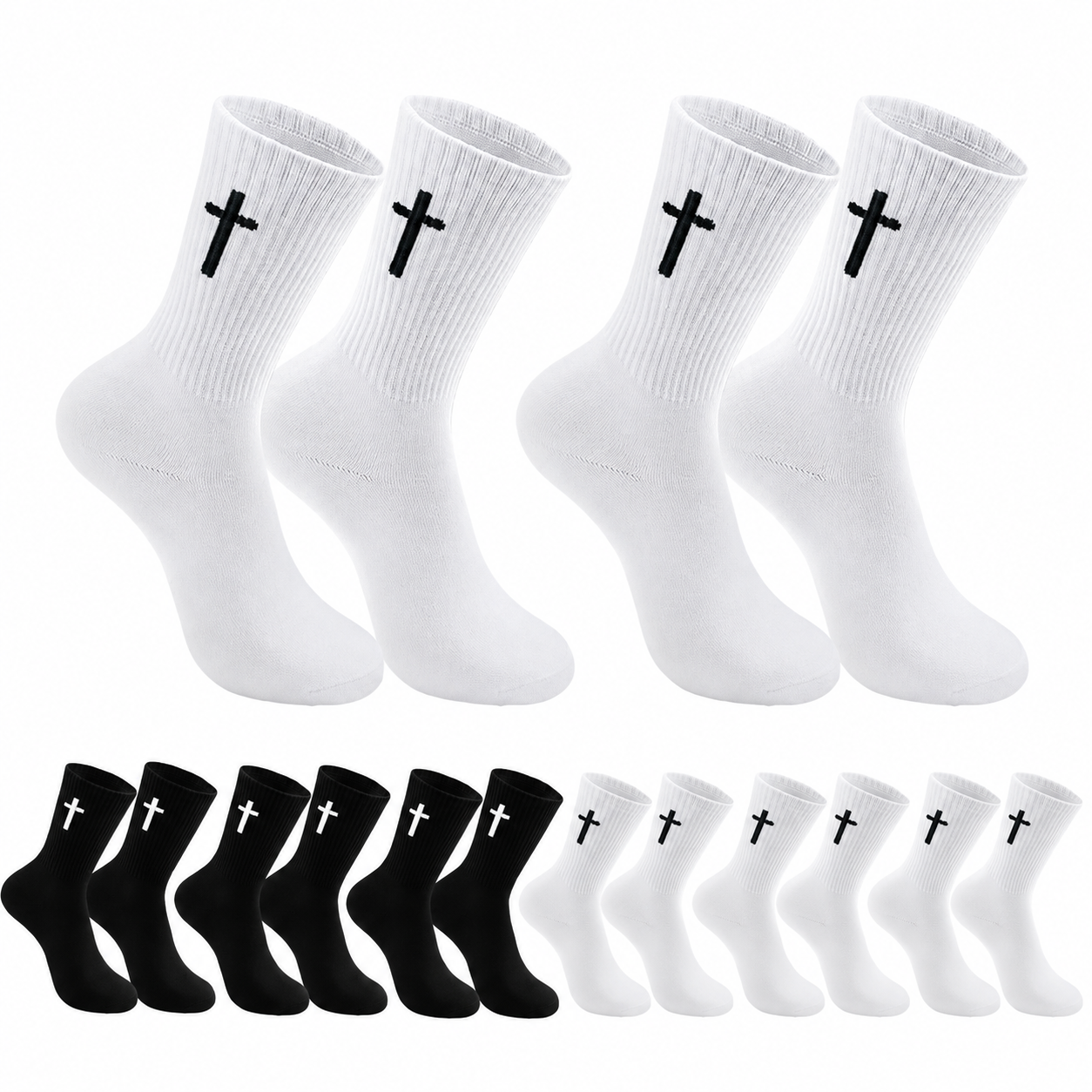 Cross and Bow Graphic Casual Socks with Inspirational Design for Men