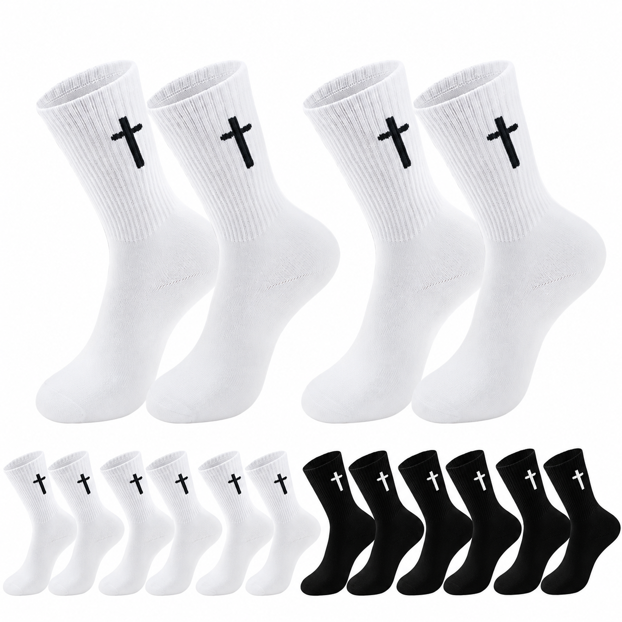 Cross and Bow Graphic Casual Socks with Inspirational Design for Men