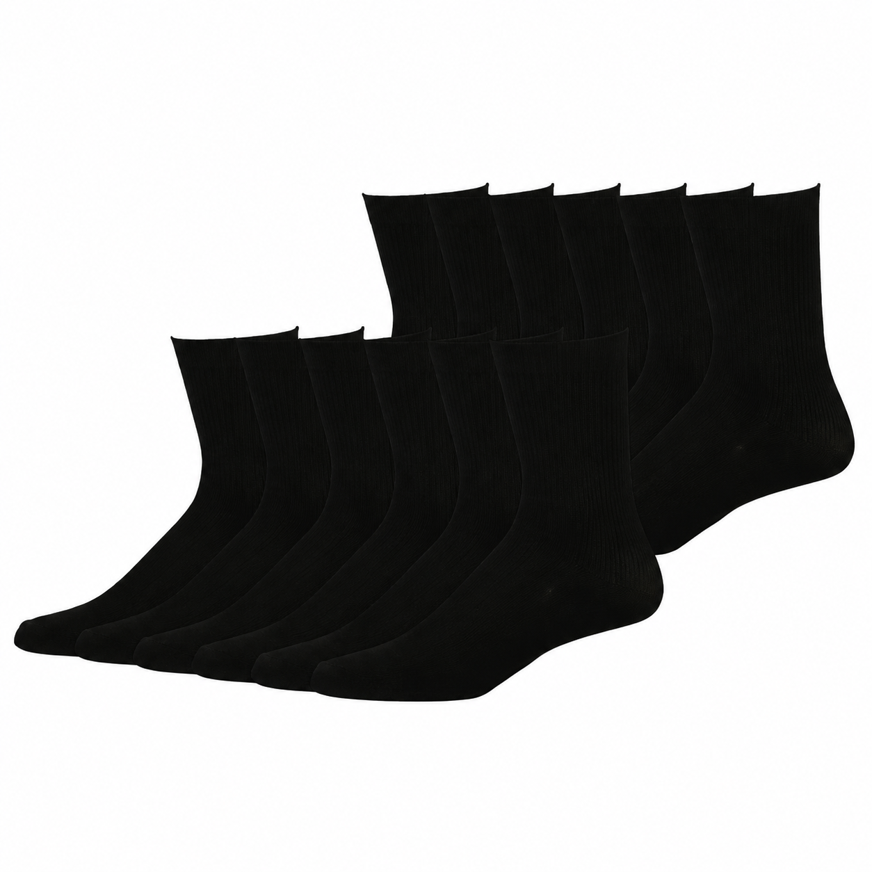 Pack of 12 Lightweight Ribbed Dress Socks with Moisture Wicking Comfort for Men
