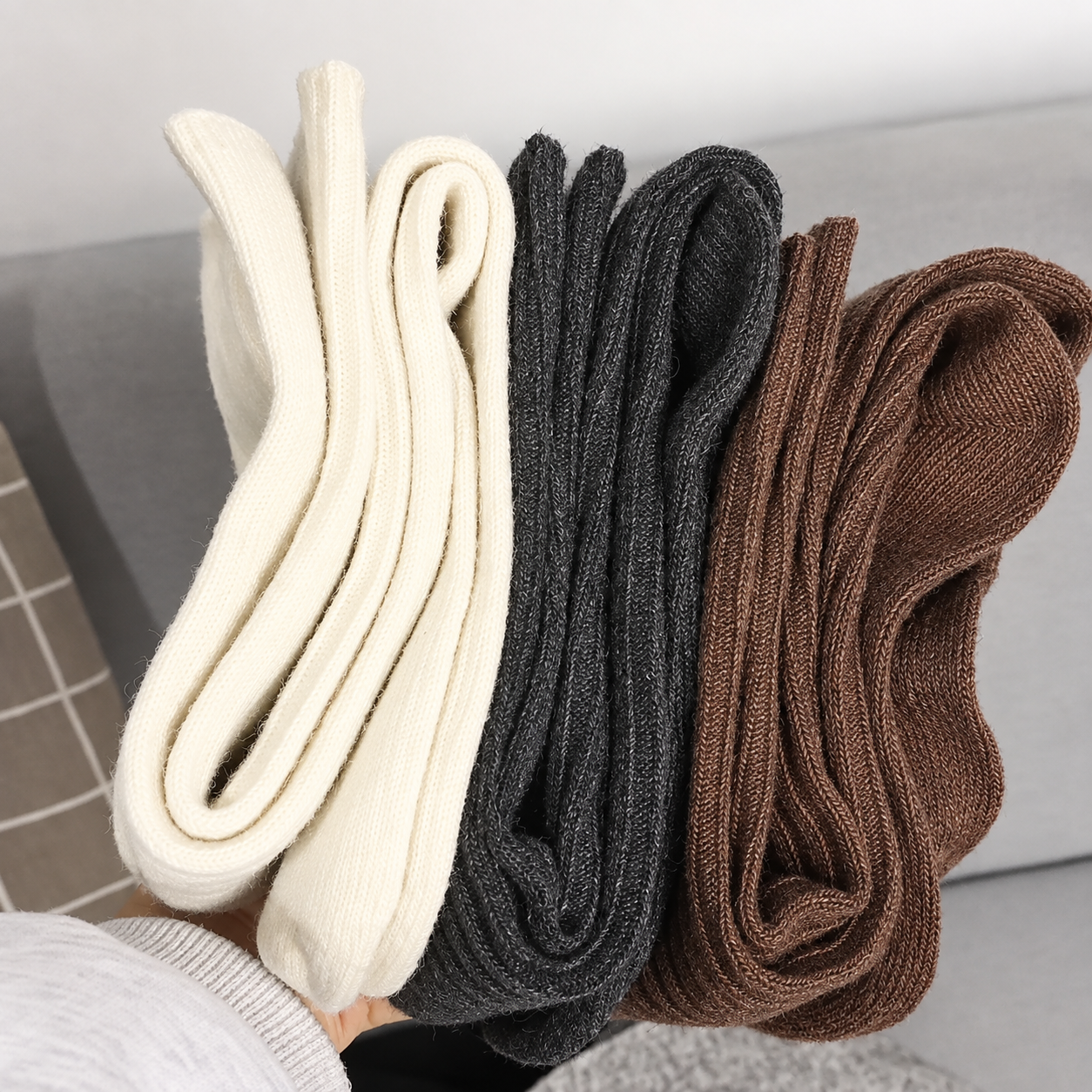 Thick Striped Winter Socks with Slim Stretch Fit for Women