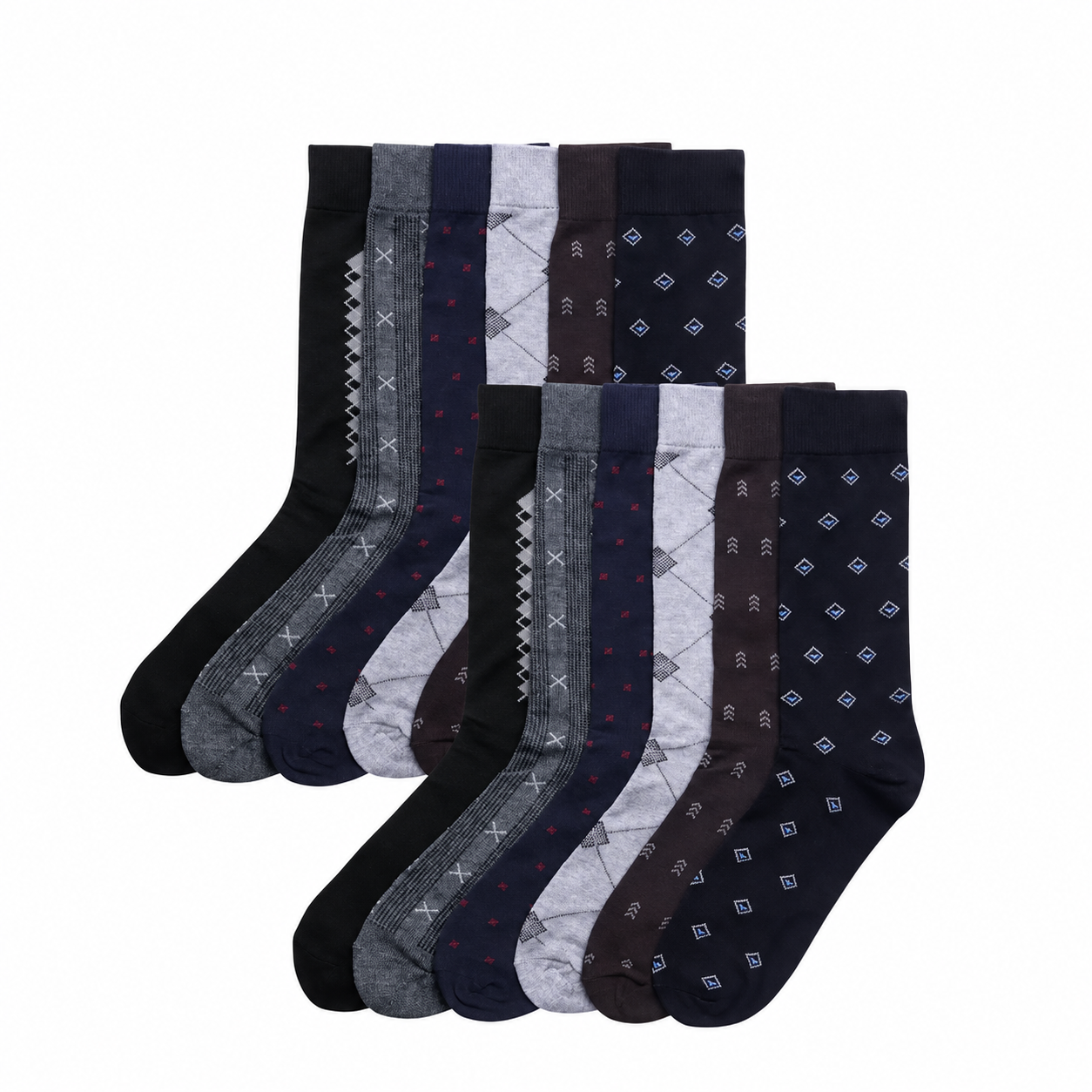 Pack of 12 Lightweight Ribbed Dress Socks with Moisture Wicking Comfort for Men