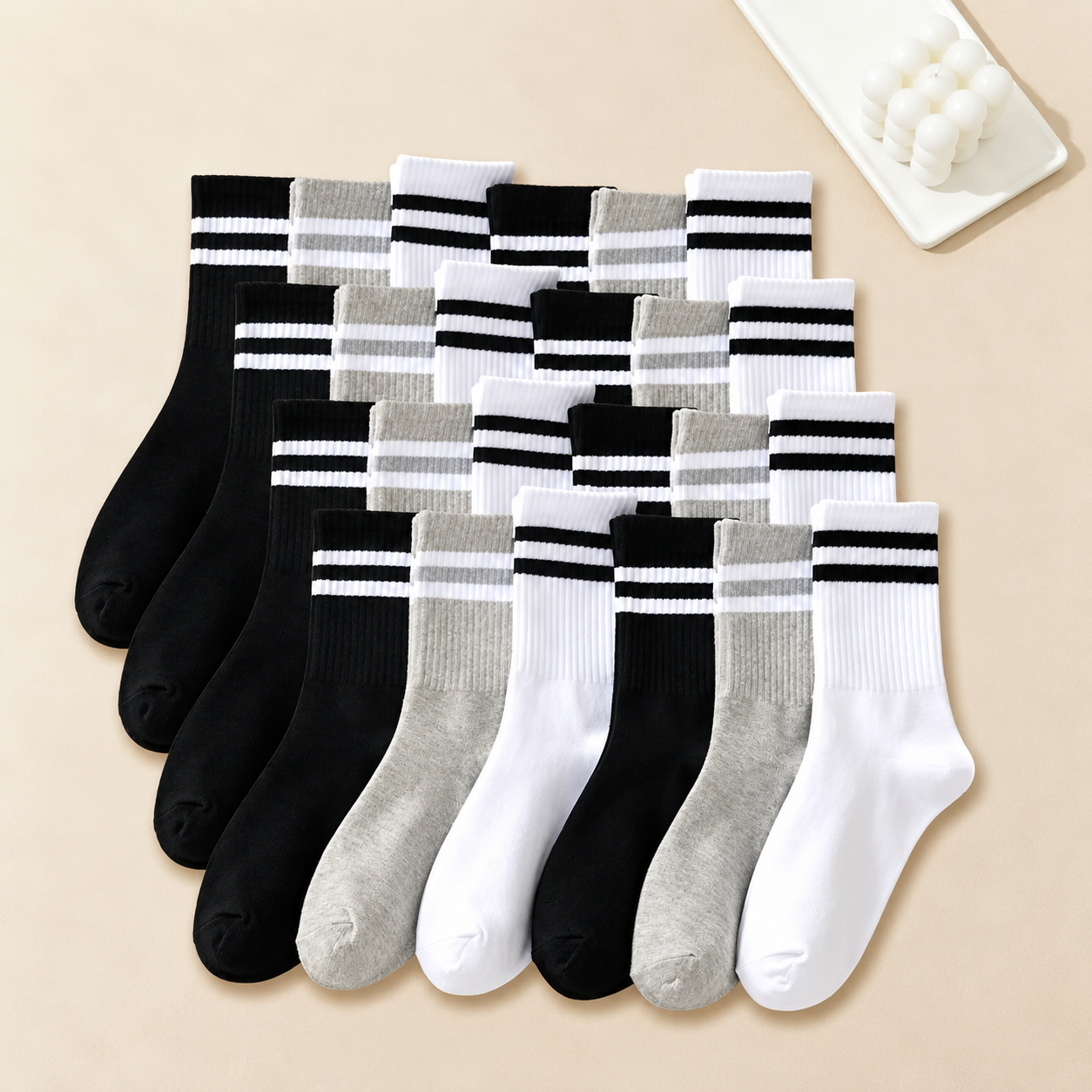 Unisex Striped High Stretch Casual Socks with Soft Everyday Comfort