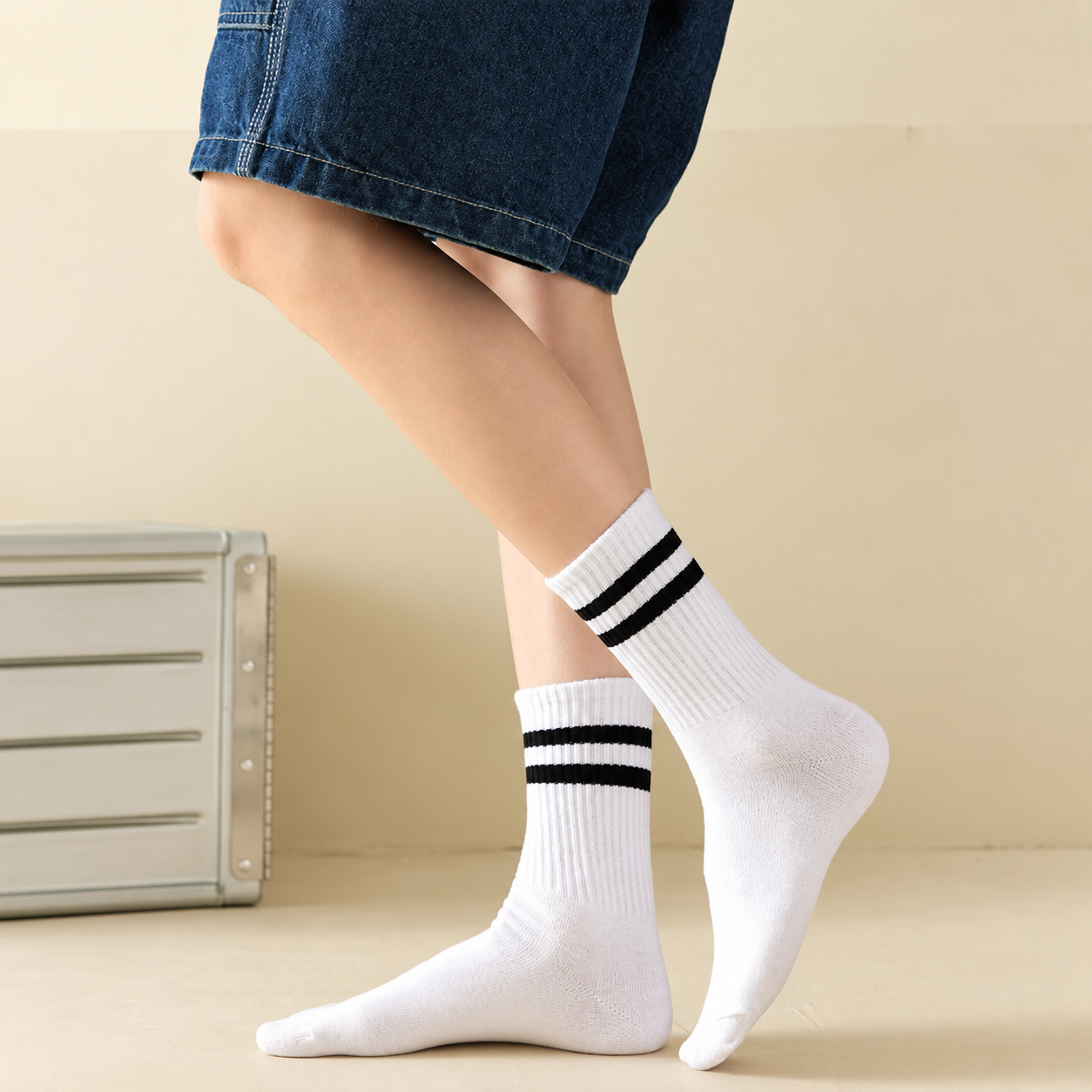 Unisex Striped High Stretch Casual Socks with Soft Everyday Comfort