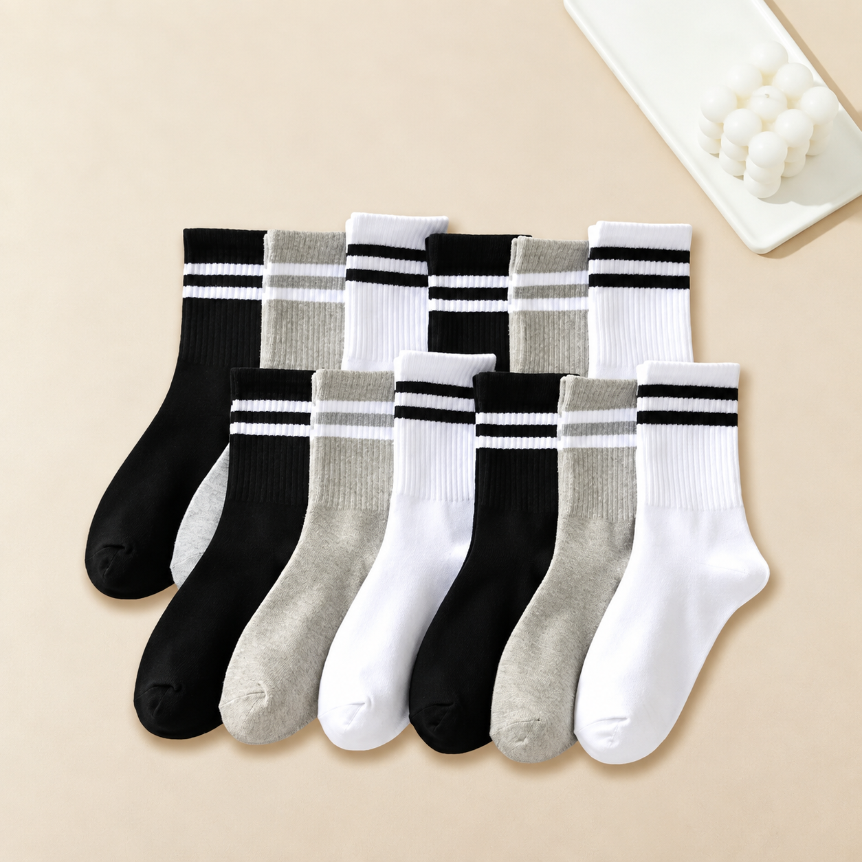 Unisex Striped High Stretch Casual Socks with Soft Everyday Comfort