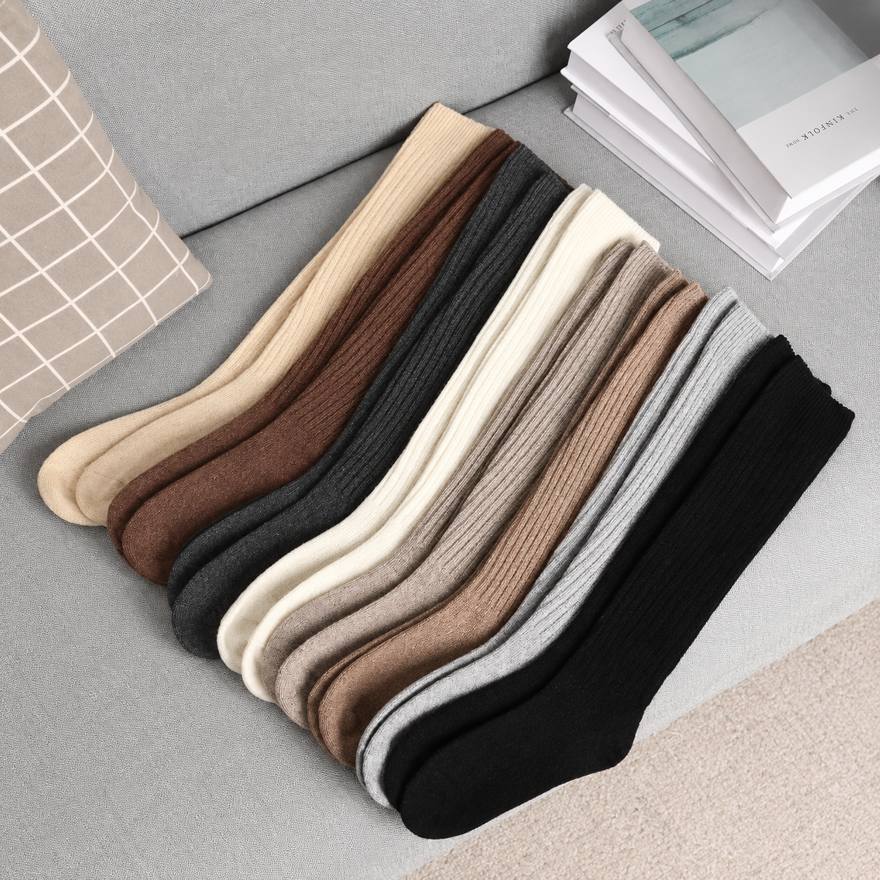 Thick Striped Winter Socks with Slim Stretch Fit for Women