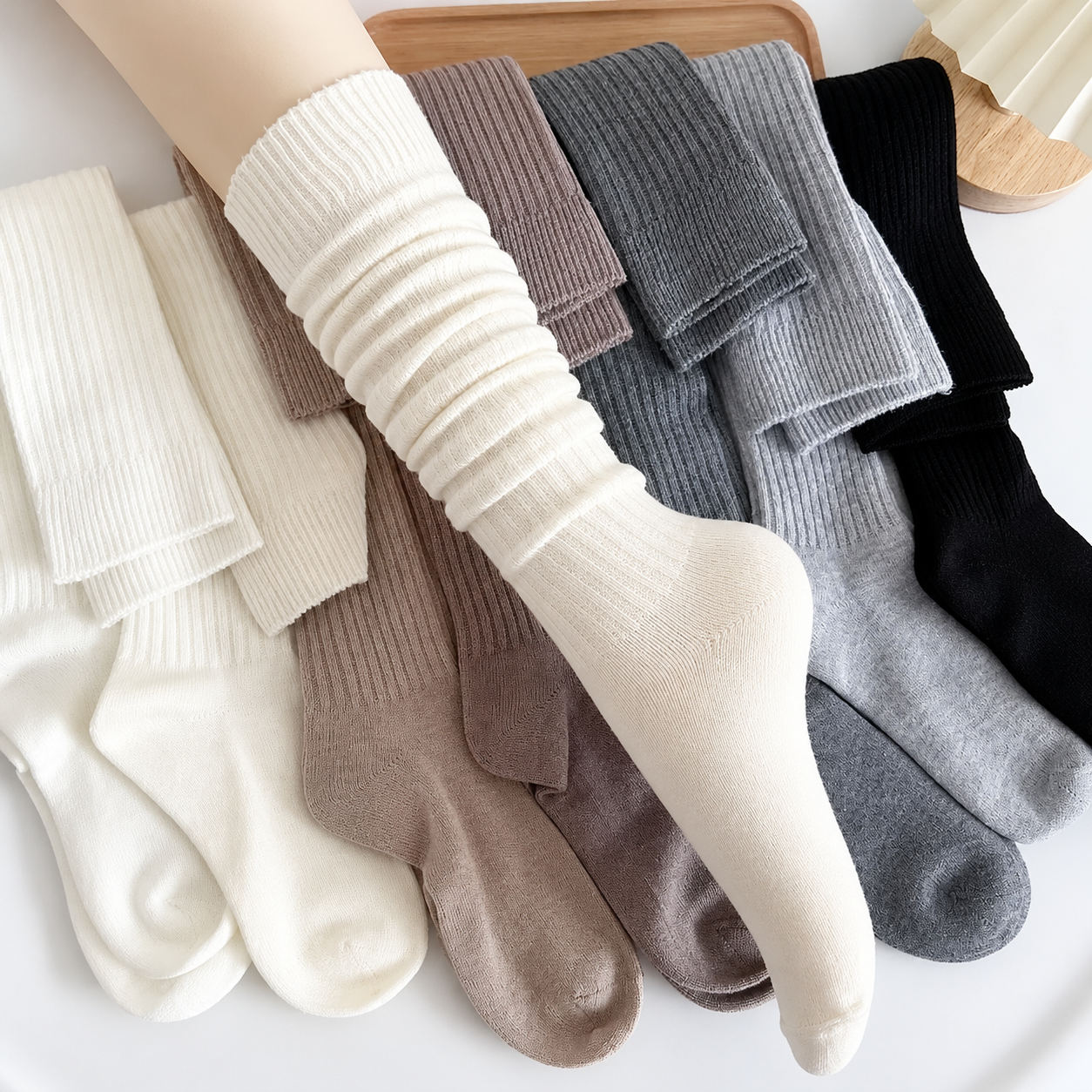 Thick Striped Winter Socks with Slim Stretch Fit for Women