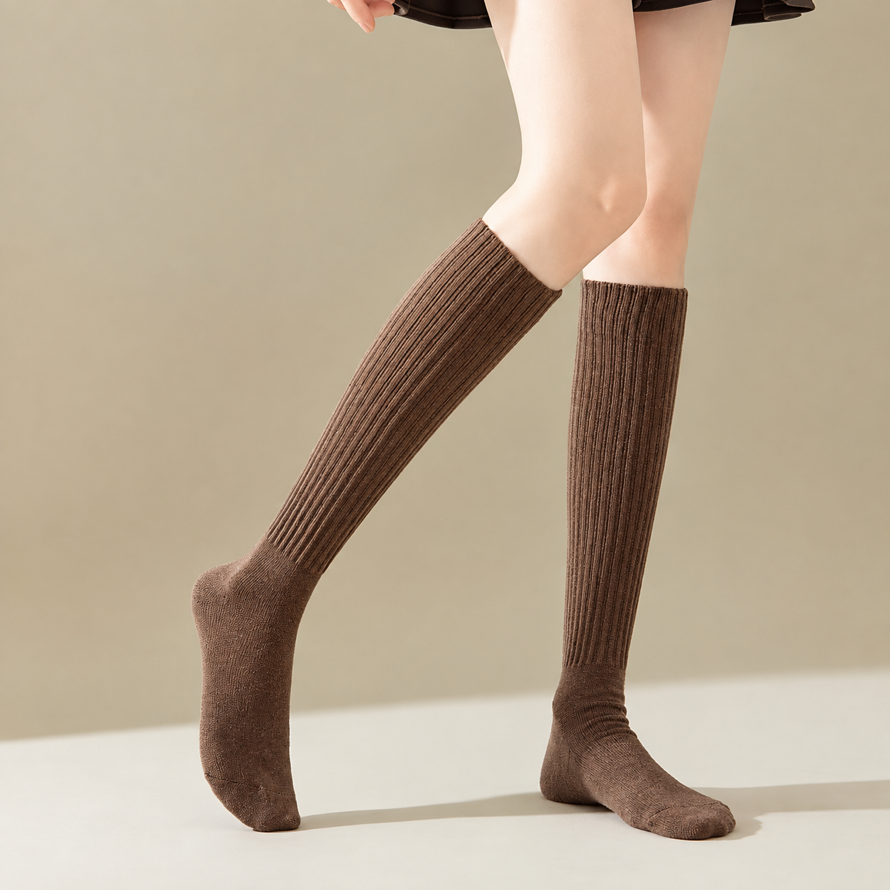 Thick Striped Winter Socks with Slim Stretch Fit for Women