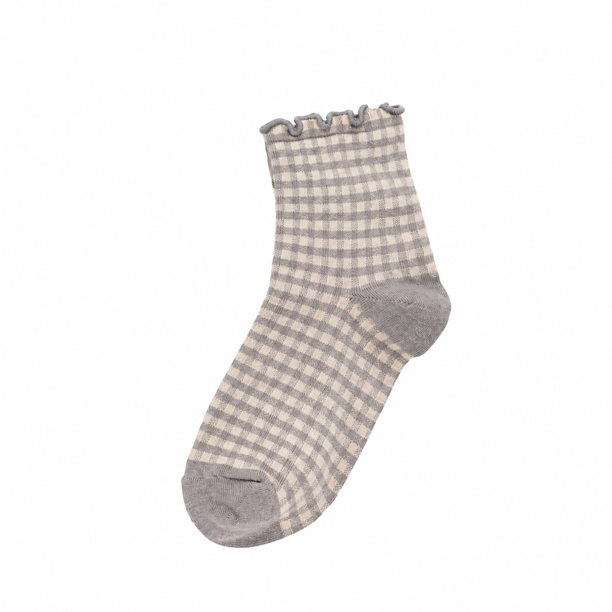 Pack of 6 Retro Gingham Ruffle Trim Casual Socks for Women