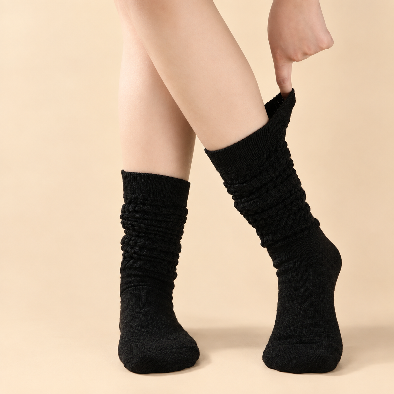 Pack of 3 Slouchy Scrunch Stretch Socks for Casual Wear and Workouts for Women