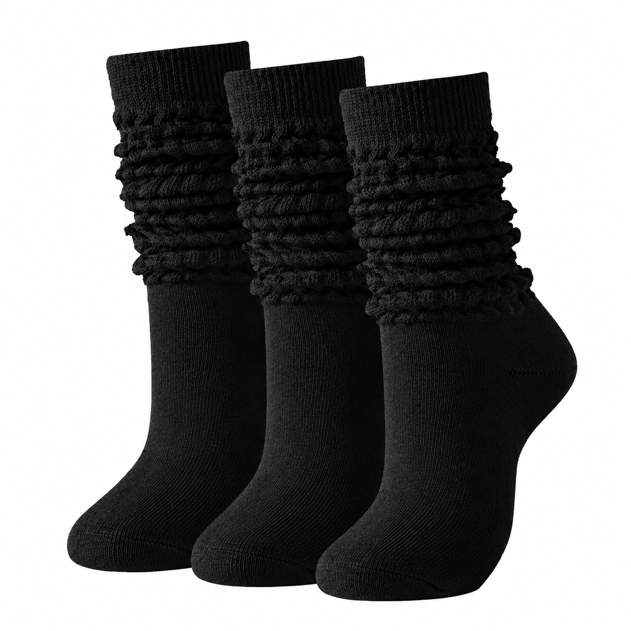 Pack of 3 Slouchy Scrunch Stretch Socks for Casual Wear and Workouts for Women