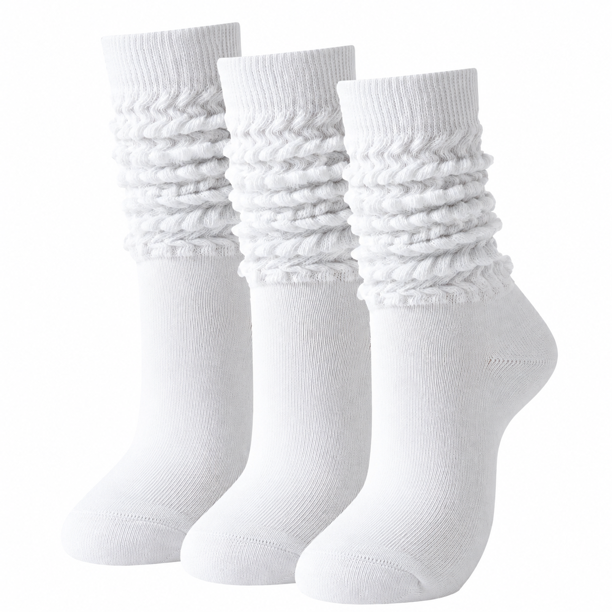 Pack of 3 Slouchy Scrunch Stretch Socks for Casual Wear and Workouts for Women
