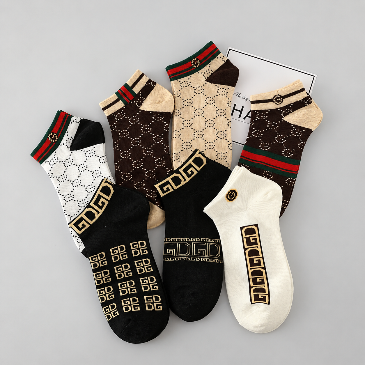 Pack of 10 Vintage Checker Print Athletic Socks for Men