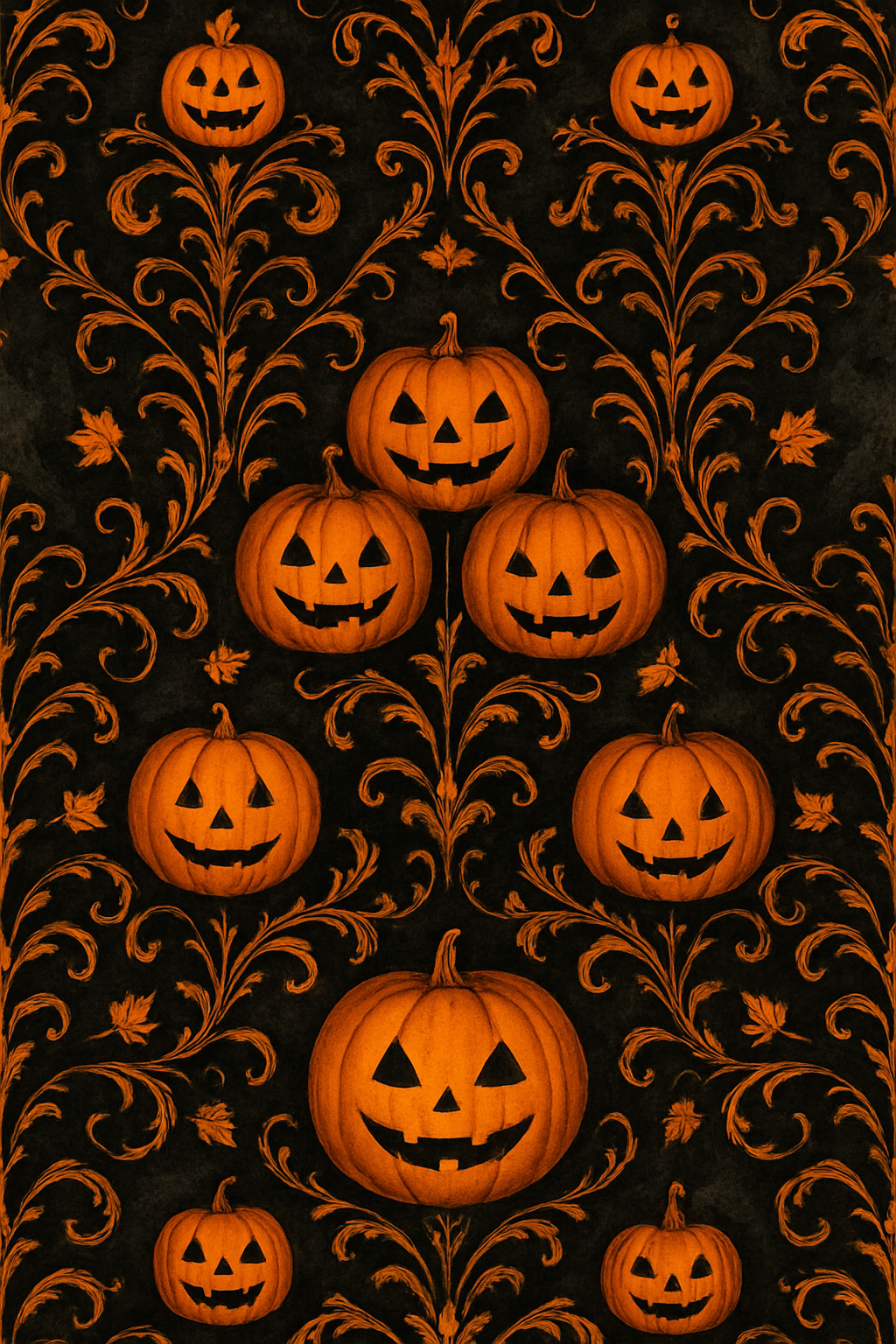 Jack O Lantern Damask Motif On Black Background soft everyday over-the-knee socks