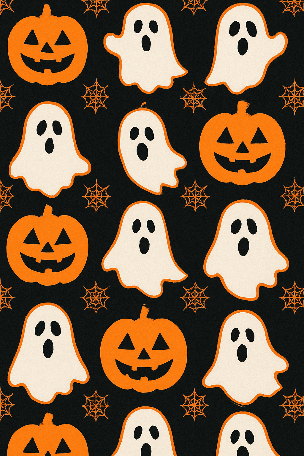 Ghost And Pumpkin Alternating Grid On Black Background soft everyday over-the-knee socks