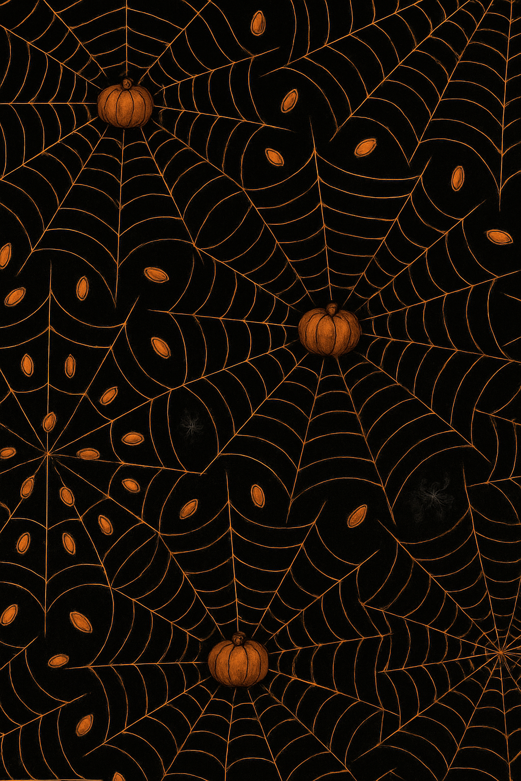 Spider Web Overlay With Pumpkin Pips On Black Background custom over-the-knee socks