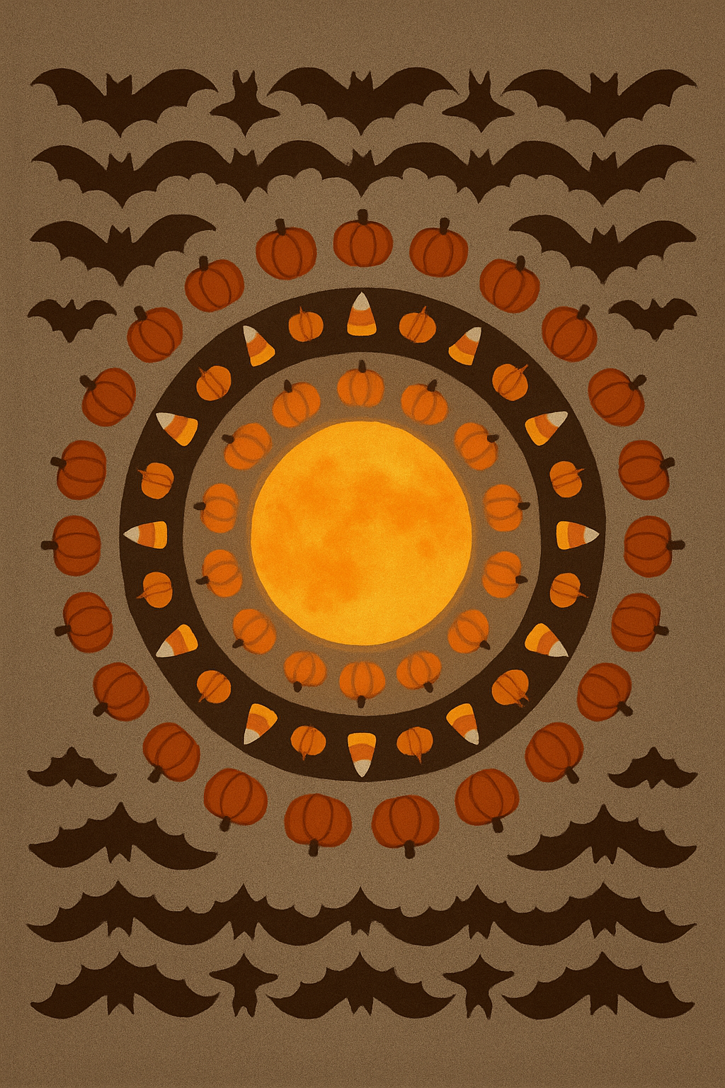 Harvest Moon Radial With Bat Borders On Taupe Background comfortable cotton over-the-knee socks