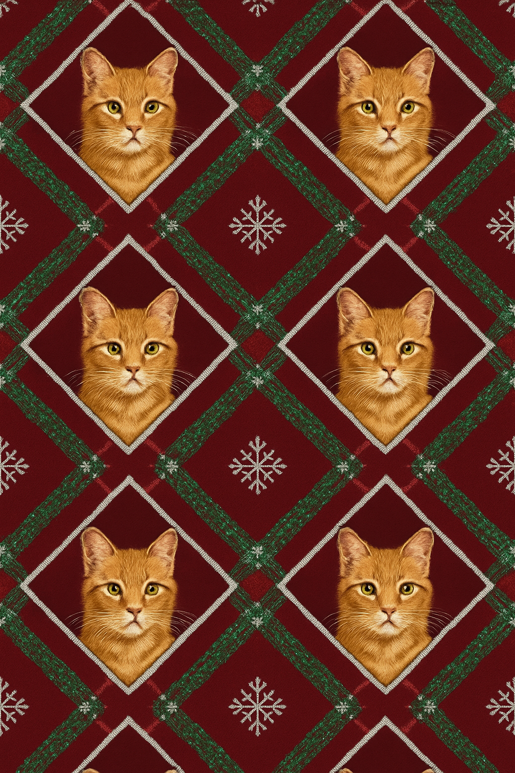 Tartan Tinsel Cat Lattice designer print over-the-knee socks