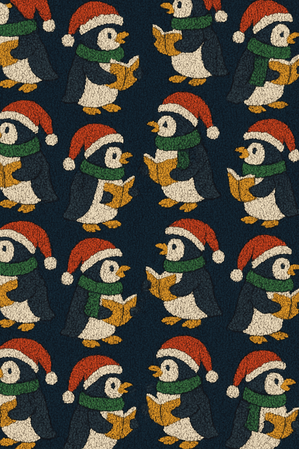 Festive Penguin Chorus Grid unique graphic over-the-knee socks