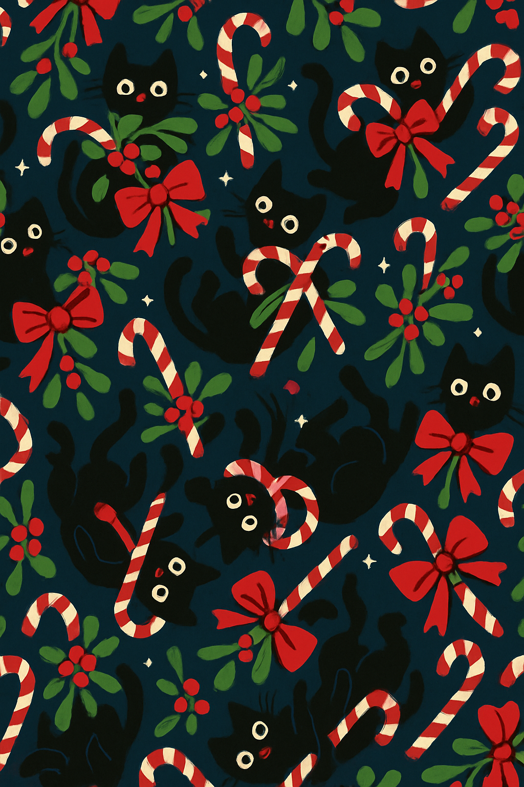 Mistletoe Mischief Cat Chaos unique graphic over-the-knee socks