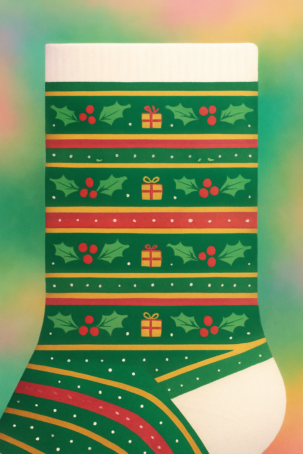 Holly Berry Banded Garden unique graphic over-the-knee socks