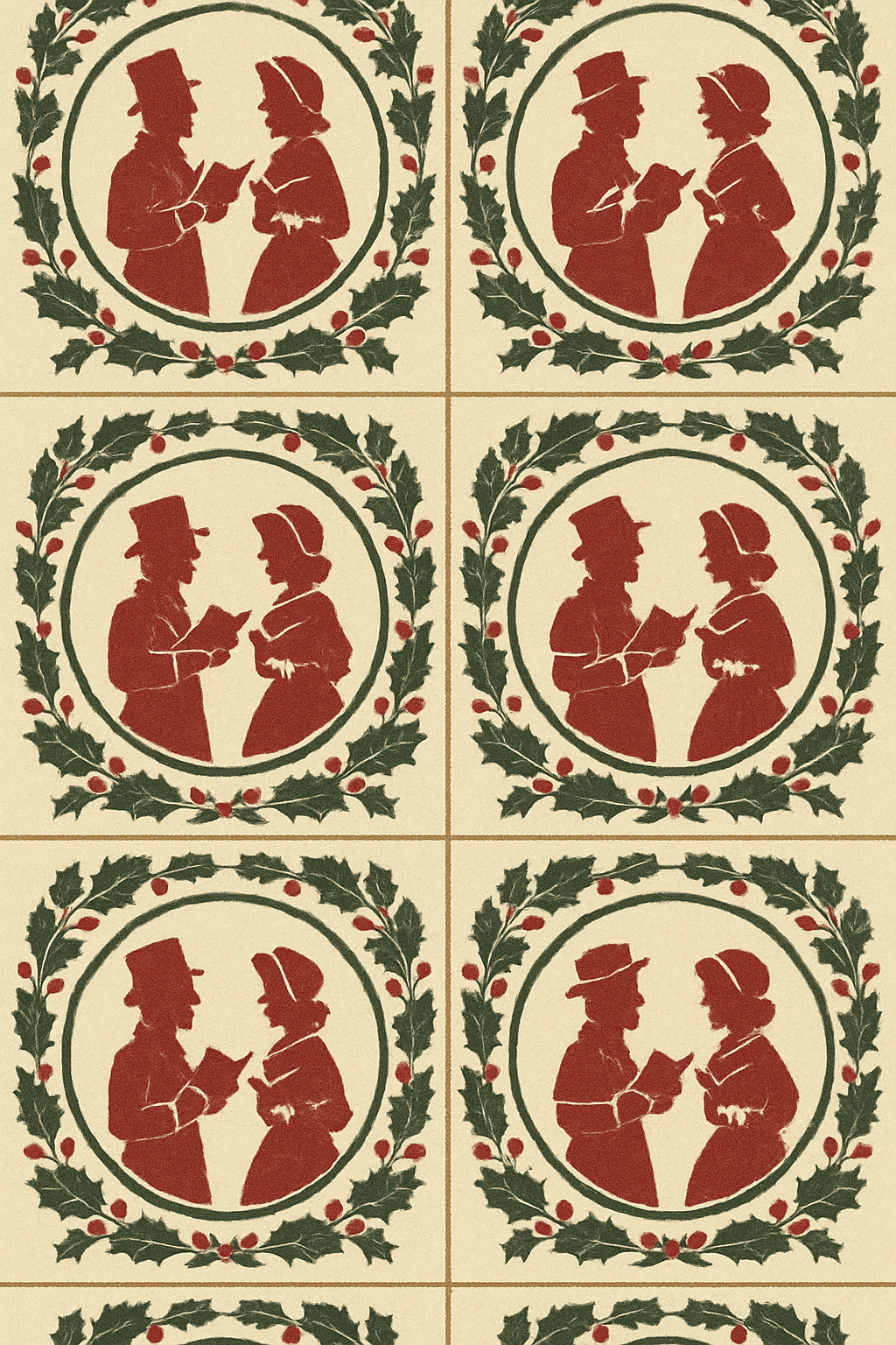 Vintage Carolers Medallion Repeat unique graphic over-the-knee socks