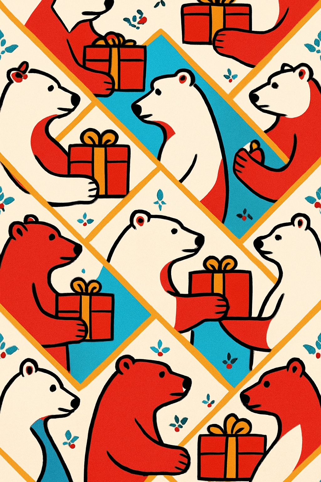 Polar Bear Gift Lattice premium cozy over-the-knee socks