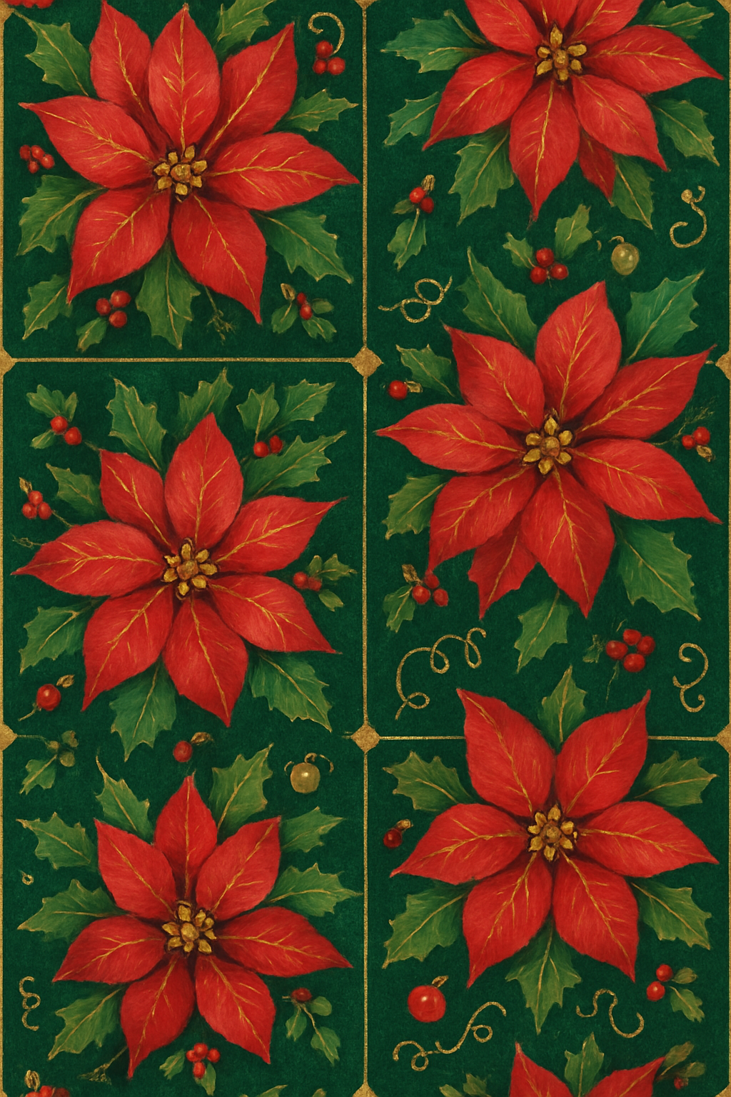 Poinsettia Tile On Deep Green Background custom over-the-knee socks