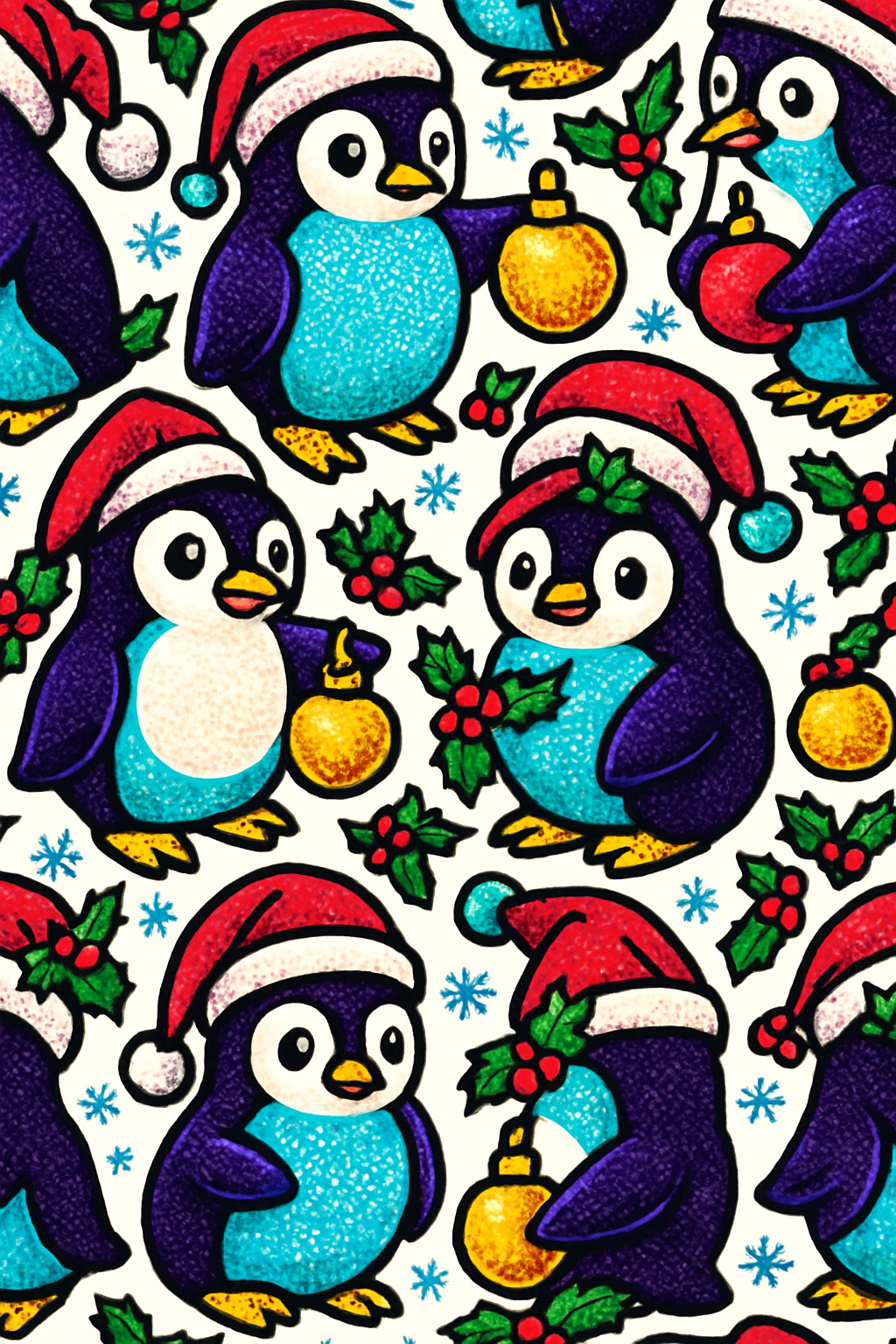 Penguin Ornament Tessellation On White Background personalized over-the-knee socks