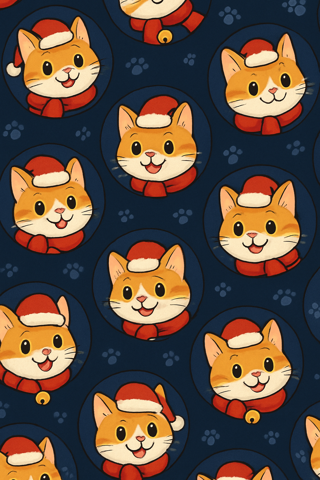Santa Cat Diagonal Array On Navy Blue Background custom over-the-knee socks