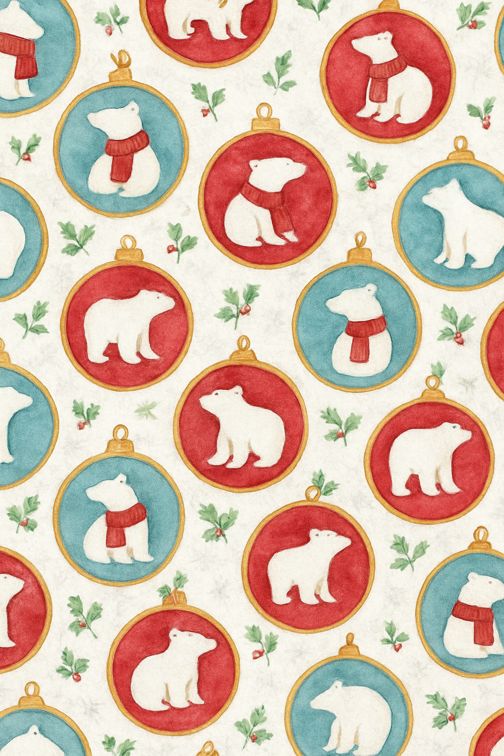 Polar Bear Ornament Progression On White Background designer print over-the-knee socks