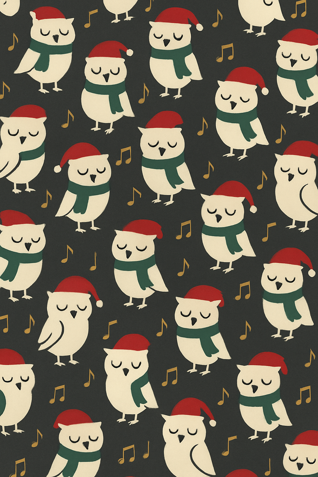 Owl Carolers Wave On Charcoal Background premium cozy over-the-knee socks