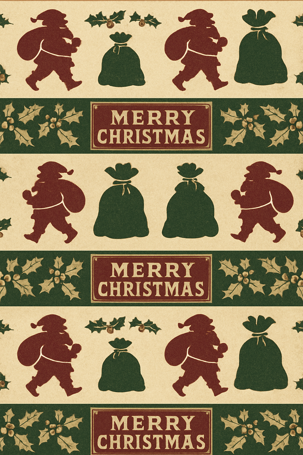 Vintage Santa Poster Band On Cream premium cozy over-the-knee socks