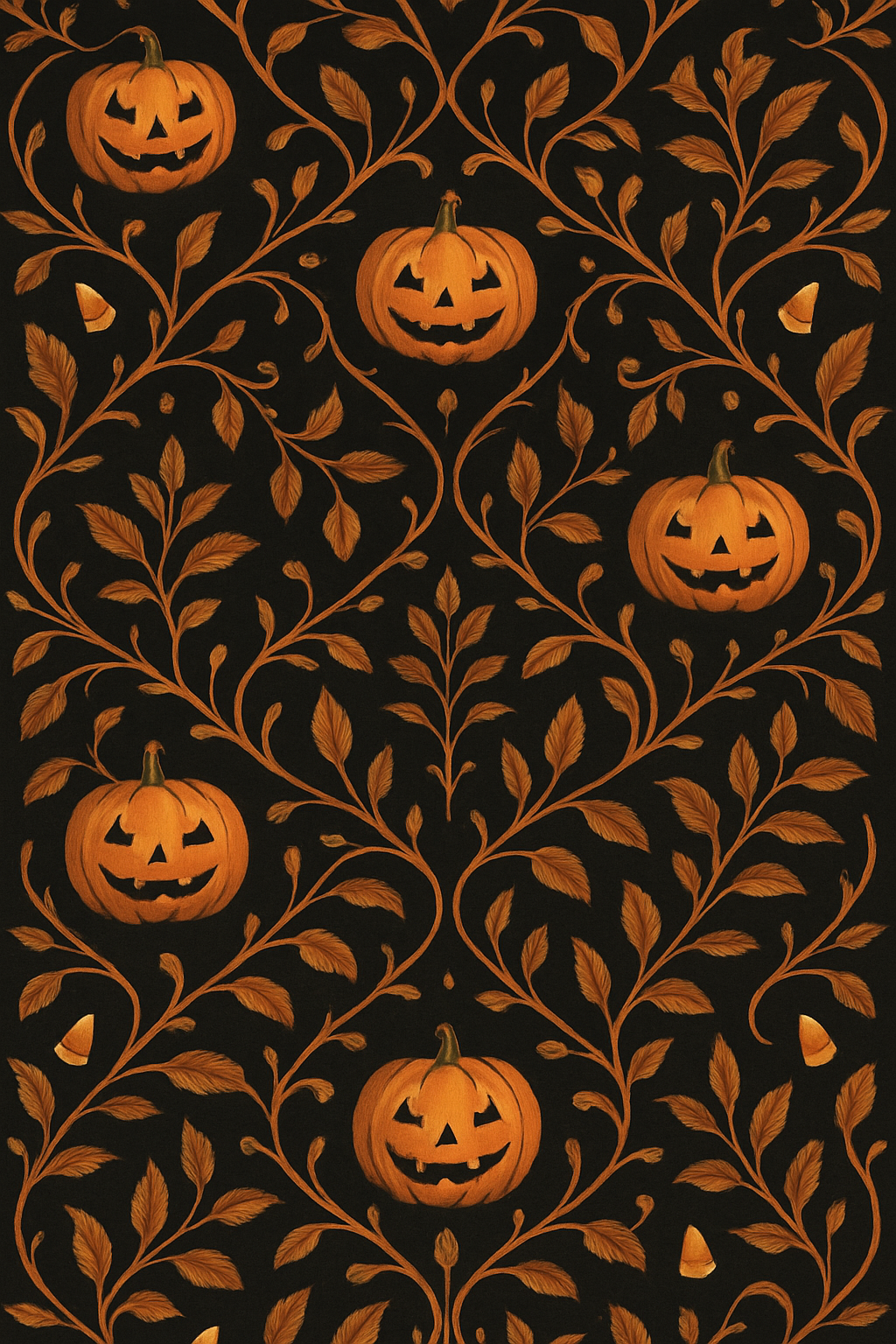 Pumpkin Vine Lattice On Black Background custom over-the-knee socks