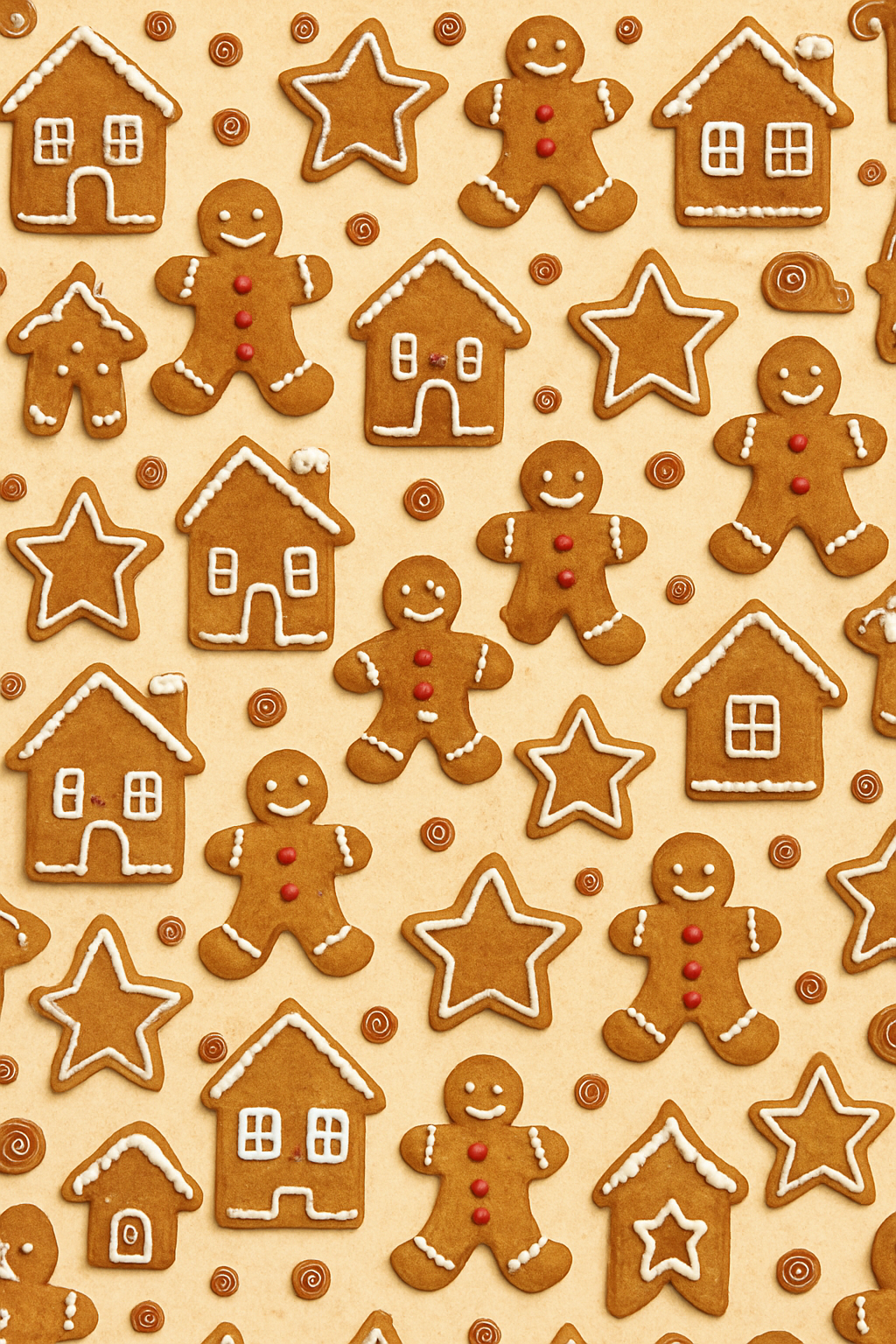 Gingerbread Tile Mosaic On Warm Cream unique graphic over-the-knee socks