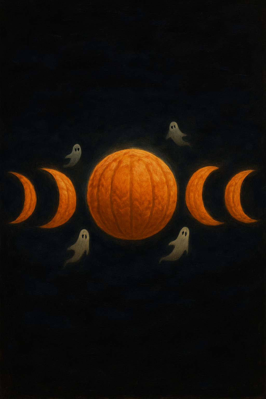 Orange Moon Phase Progression On Black Background custom over-the-knee socks