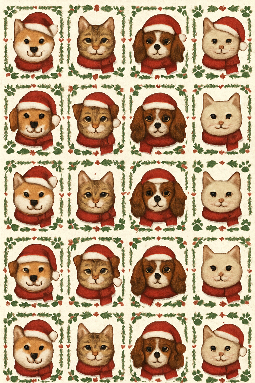 Holiday Pet Portrait Grid On Ivory personalized over-the-knee socks
