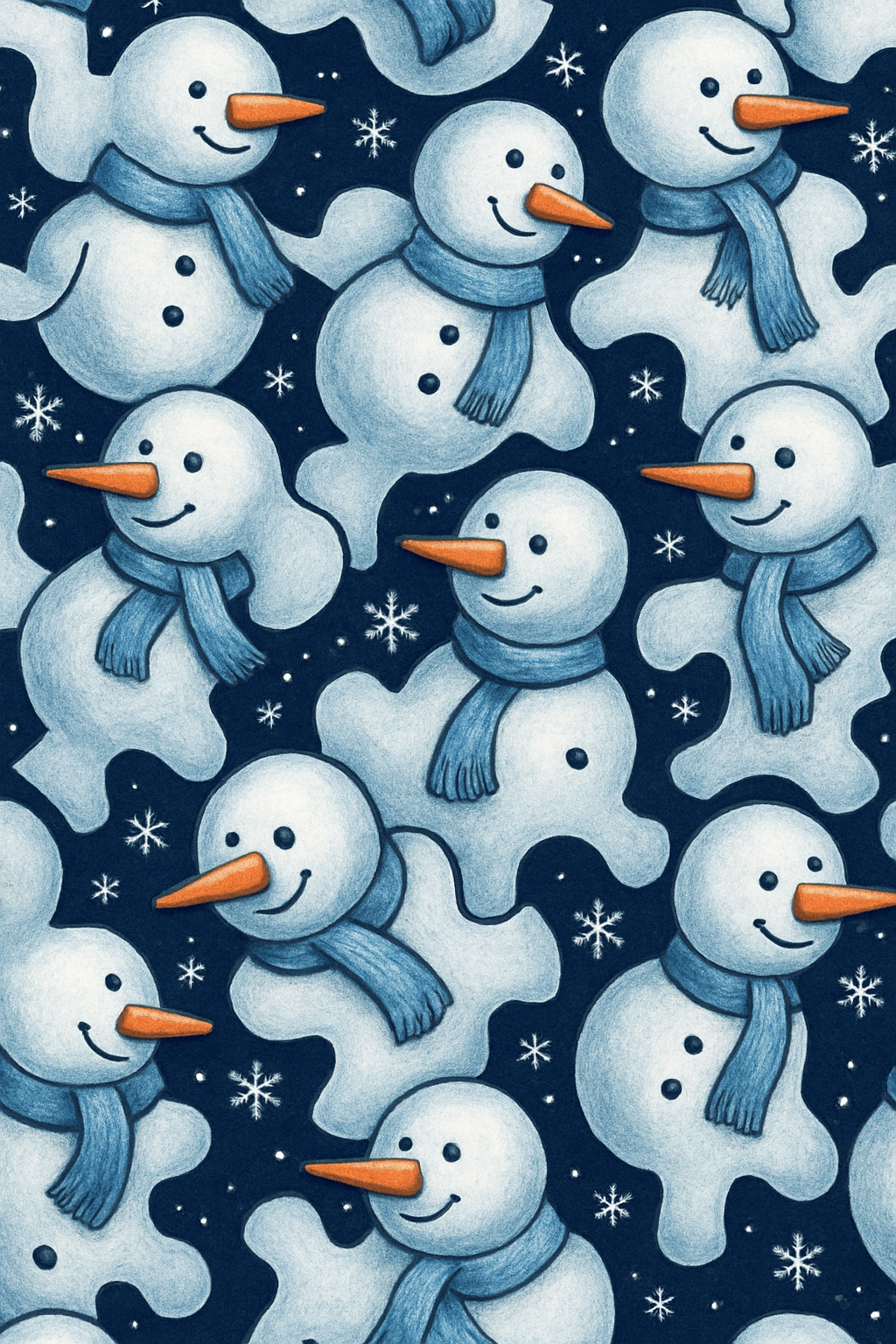 Icy Blue Snowman Tessellation On Navy Blue custom over-the-knee socks