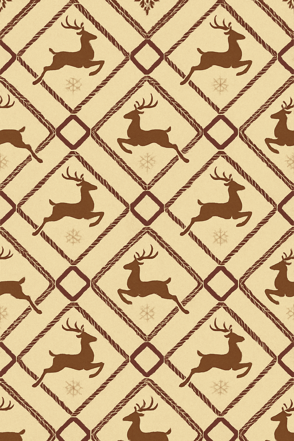 Vintage Reindeer Lattice On Cream Background custom over-the-knee socks