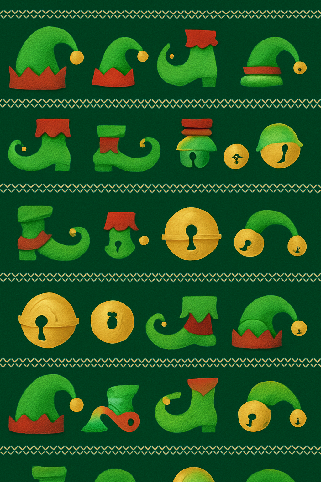 Elf Band Pattern On Green Background premium cozy over-the-knee socks