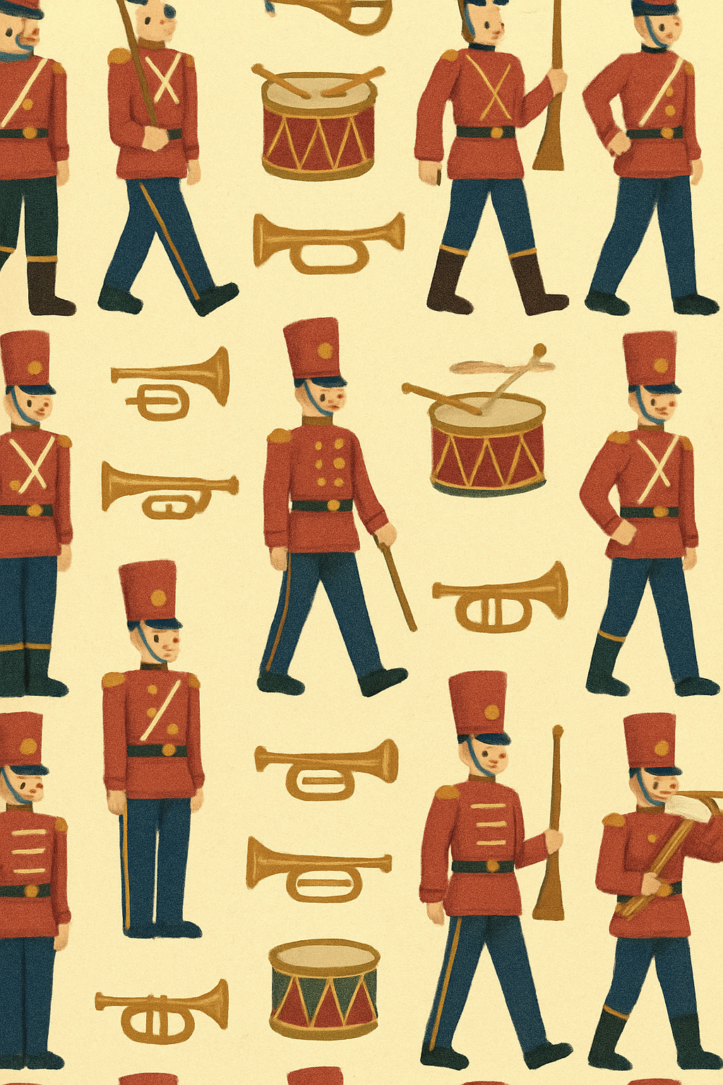 Retro Toy Soldier March On Light Yellow Background designer print over-the-knee socksVintage Toy Soldier March Midline Over-the-Knee Socks - Image 2
